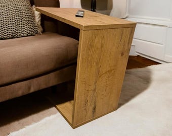 Side table - 2 in 1 couch butler & sofa table - C-table in wood look coffee table - coffee table - living room table - laptop table wood