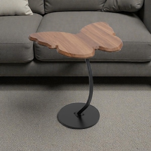 Beistelltisch Schmetterling - Design Side Table in Holzoptik - kleiner Couchtisch für Sofa, Bett & Wohnzimmer - Kaffeetisch - Ablagetisch
