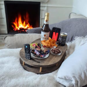 Snackbar met 4 glazen kommen in geolied ebbenhout Couchbar Snackbox