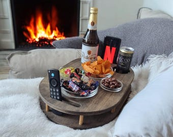 Snackbar mit 4 Glasschalen in Ebenholz geölt Couchbar Snackbox