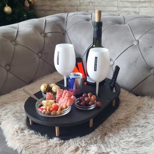Wijnbar zwart met 4 glazen kommen snackbar snackbox bankbar gepersonaliseerd cadeau