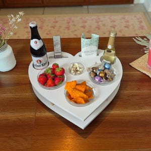 Couch bar with 4 glass bowls in white | handmade | wood | customizable | snack bar | sofa butler | sofa tray | snack box | bedside bar