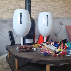 Weinbar mit Glasschalen handgefertigt in Ebenholz geölt Snackbar Snackbox Couchbar Geschenkidee Bild 5