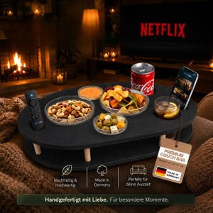 Couchbar mit 4 Glasschalen in schwarz Snackboard Snackbar Snackbox