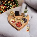Heart-shaped couch bar with 4 glass bowls | Sofa butler | personalized gifts | handmade | snack bar for coffee cups and wine glasses