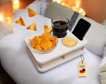 YOLO coffee bar in white with 2 glass bowls | PERSONALIZABLE Mini snack box for coffee cups | Snack bar for wine glasses