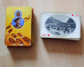 Vintage pair of playing cards showig Field Marshall Montgomery and an Irish set with photographs Boxed