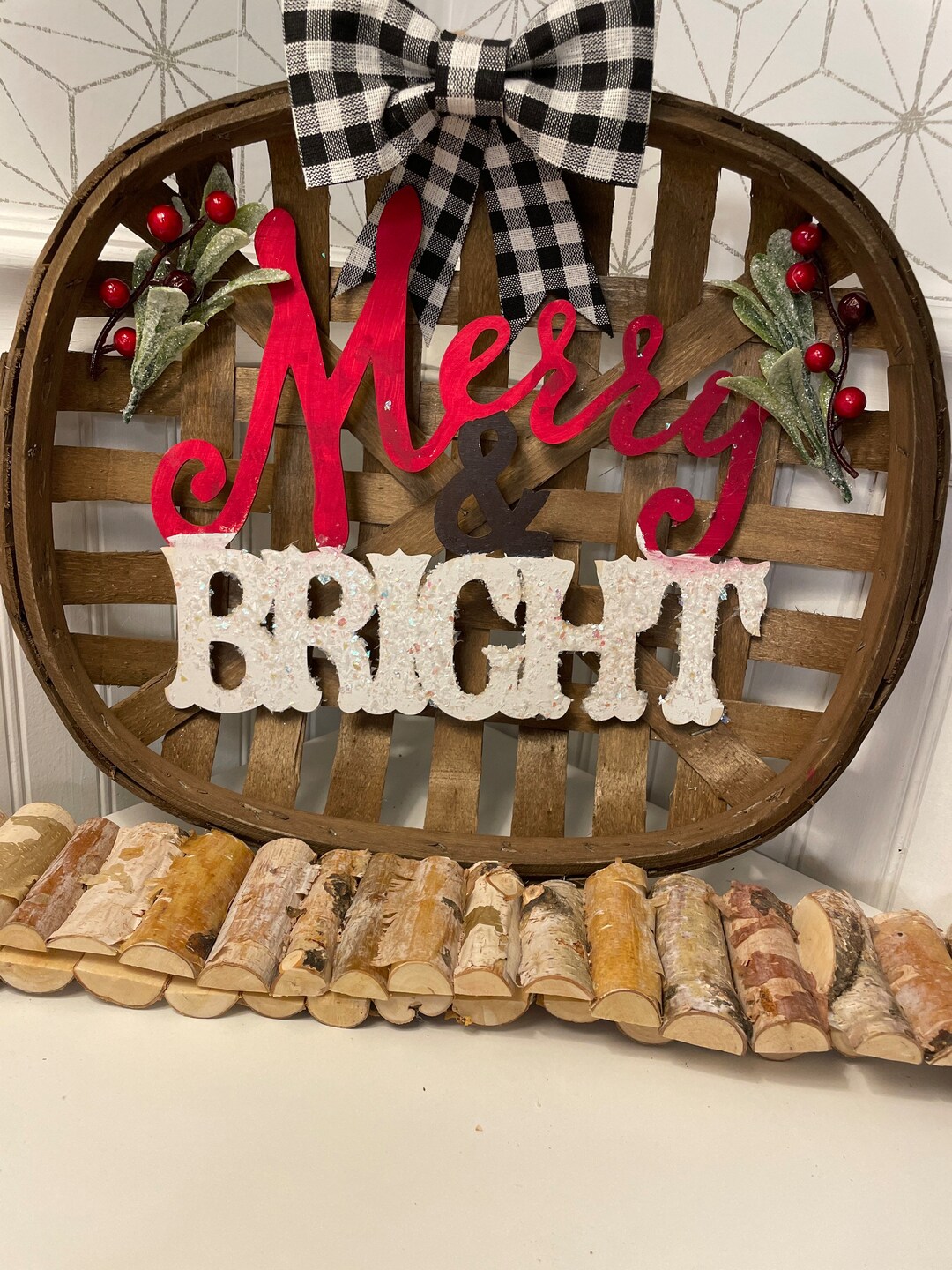 Merry and Bright Tobacco Basket Wall Hanging Etsy