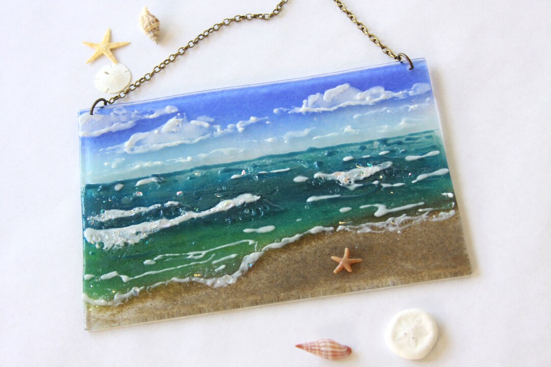 Fused Glass Beach Scene Suncatcher Etsy