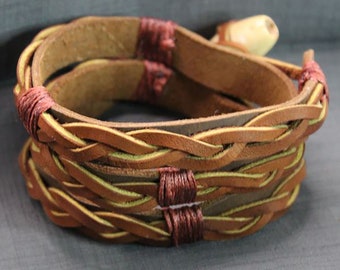 Leather Braided Wrap Bracelet