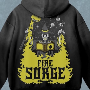 OSRS Fire Surge | Spell | Acid Wash Hoodie | Streetwear | Oversized | Old School Runescape For Him | Gift For Her
