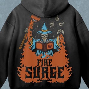 OSRS Fire Surge | Spell | Acid Wash Hoodie | Streetwear | Oversized | Old School Runescape For Him | Gift For Her