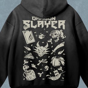 OSRS Dragon Slayer | Acid Wash Hoodie | Streetwear | Oversized | Old School Runescape For Him | Gift For Her