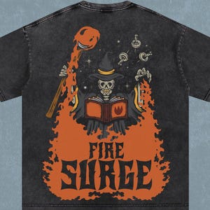 OSRS Fire Surge | Magic | Spell | Oversize T-Shirt | Acid Wash | Old School Runescape For Him | Gift For Her