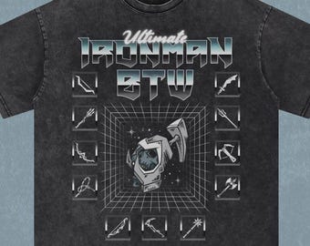 OSRS Ironman Shirt, UIM Old School RuneScape Tee, BTW Ironman Gamer T-Shirt, Funny Restricted Account Gift, Acid Wash Oversized Tee