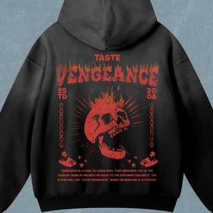 OSRS Vengeance | Spell | Acid Wash Hoodie | Streetwear | Oversized | Old School Runescape For Him | Gift For Her