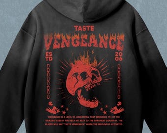 OSRS Vengeance | Spell | Acid Wash Hoodie | Streetwear | Oversized | Old School Runescape For Him | Gift For Her