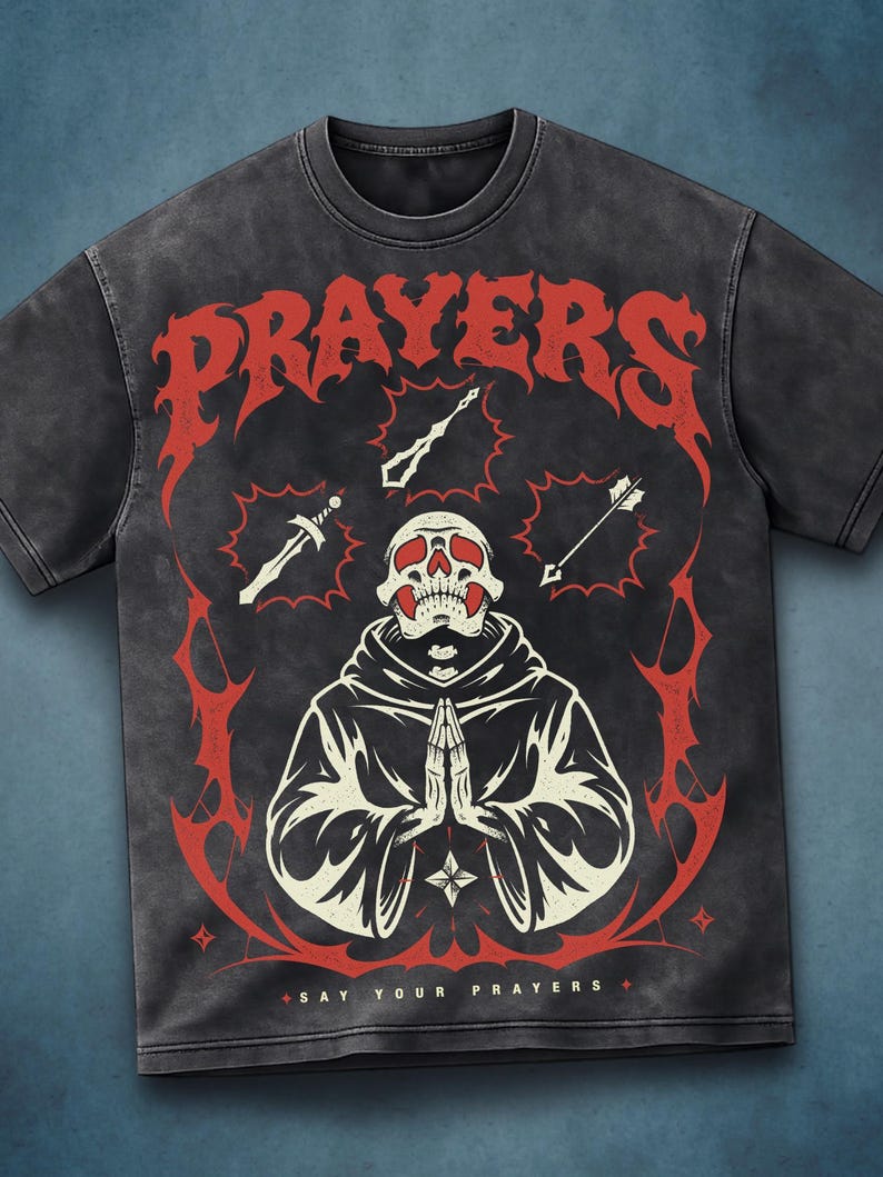 Say Your Prayers Shirt, Old School RuneScape Prayer Tee, OSRS Gamer T Shirt, Funny MMORPG Gaming Shirt, Dark Fantasy Graphic Tee Gift imagem 1
