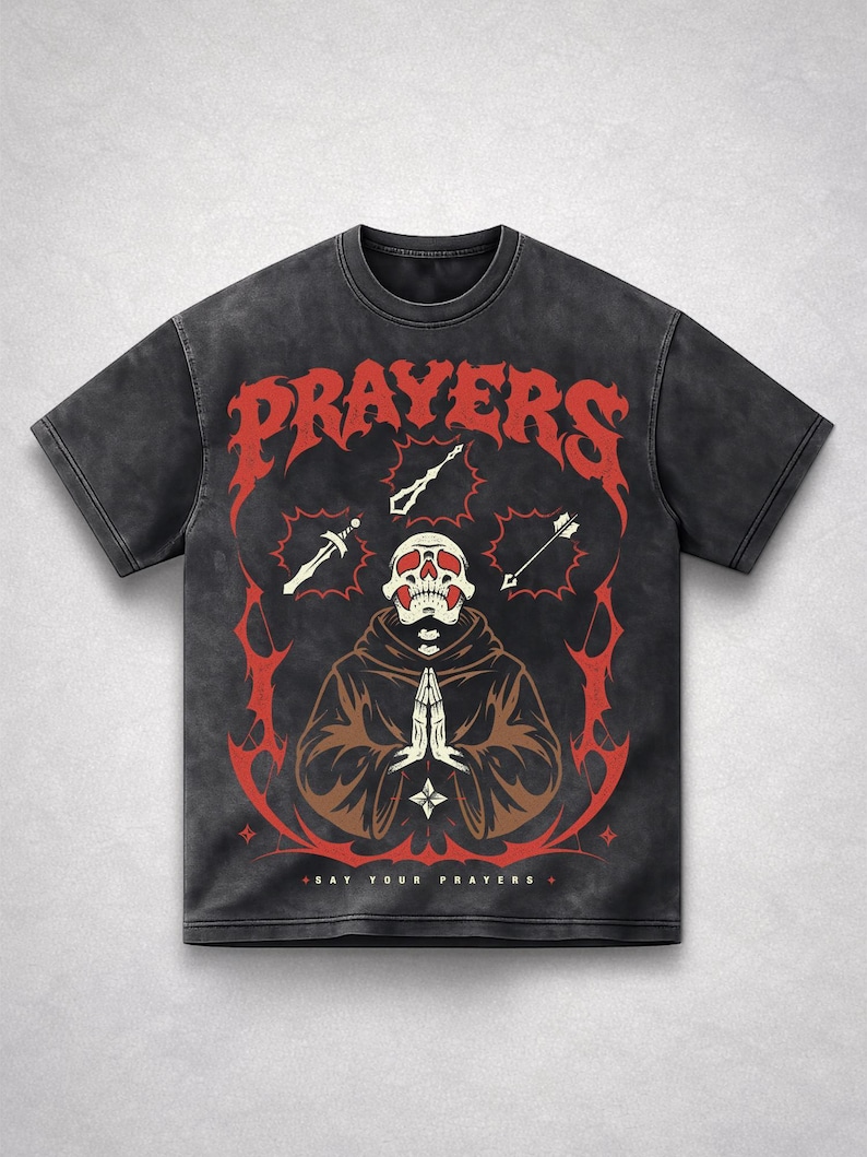 Say Your Prayers Shirt, Old School RuneScape Prayer Tee, OSRS Gamer T Shirt, Funny MMORPG Gaming Shirt, Dark Fantasy Graphic Tee Gift image 3