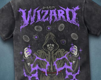 OSRS Dark Wizard Shirt, Oversized Acid Wash Tee, Inspired by RuneScape