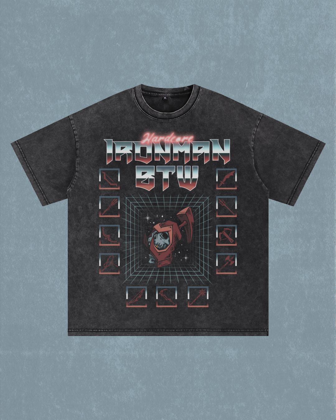 OSRS Ironman | HCIM | Oversize T-Shirt | Acid Wash | Old School Runescape For Him | Gift For Her