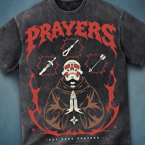 Say Your Prayers Shirt, Old School RuneScape Prayer Tee, OSRS Gamer T Shirt, Funny MMORPG Gaming Shirt, Dark Fantasy Graphic Tee Gift image 1