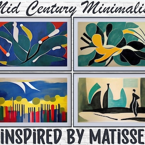 Mid Century Modern Minimalist Samsung Frame TV art, Inspired by Henri Matisse , Midcentury Art Pack, Mid-century Frame TV Art