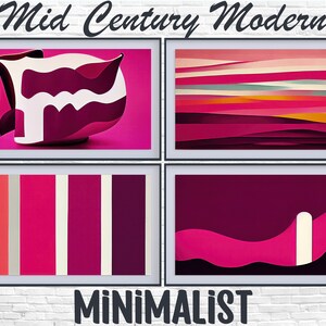 Mid Century Modern Minimalist Samsung Frame TV art Magenta, Midcentury Minimalist Art Pack, Mid-century Frame TV Art