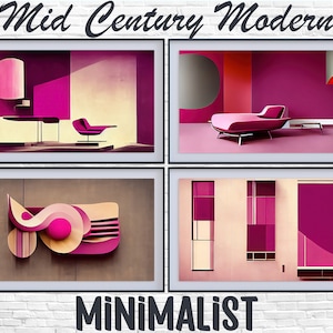 Mid Century Modern Minimalist Samsung Frame TV art Magenta, Midcentury Minimalist Art Pack, Mid-century Frame TV Art