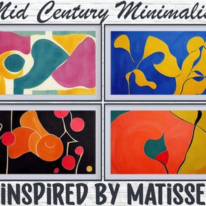 Mid Century Modern Minimalist Samsung Frame TV art, Inspired by Henri Matisse , Midcentury Art Pack, Mid-century Frame TV Art