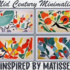 Mid Century Modern Minimalist Samsung Frame TV art, Inspired by Henri Matisse , Midcentury Art Pack, Mid-century Frame TV Art