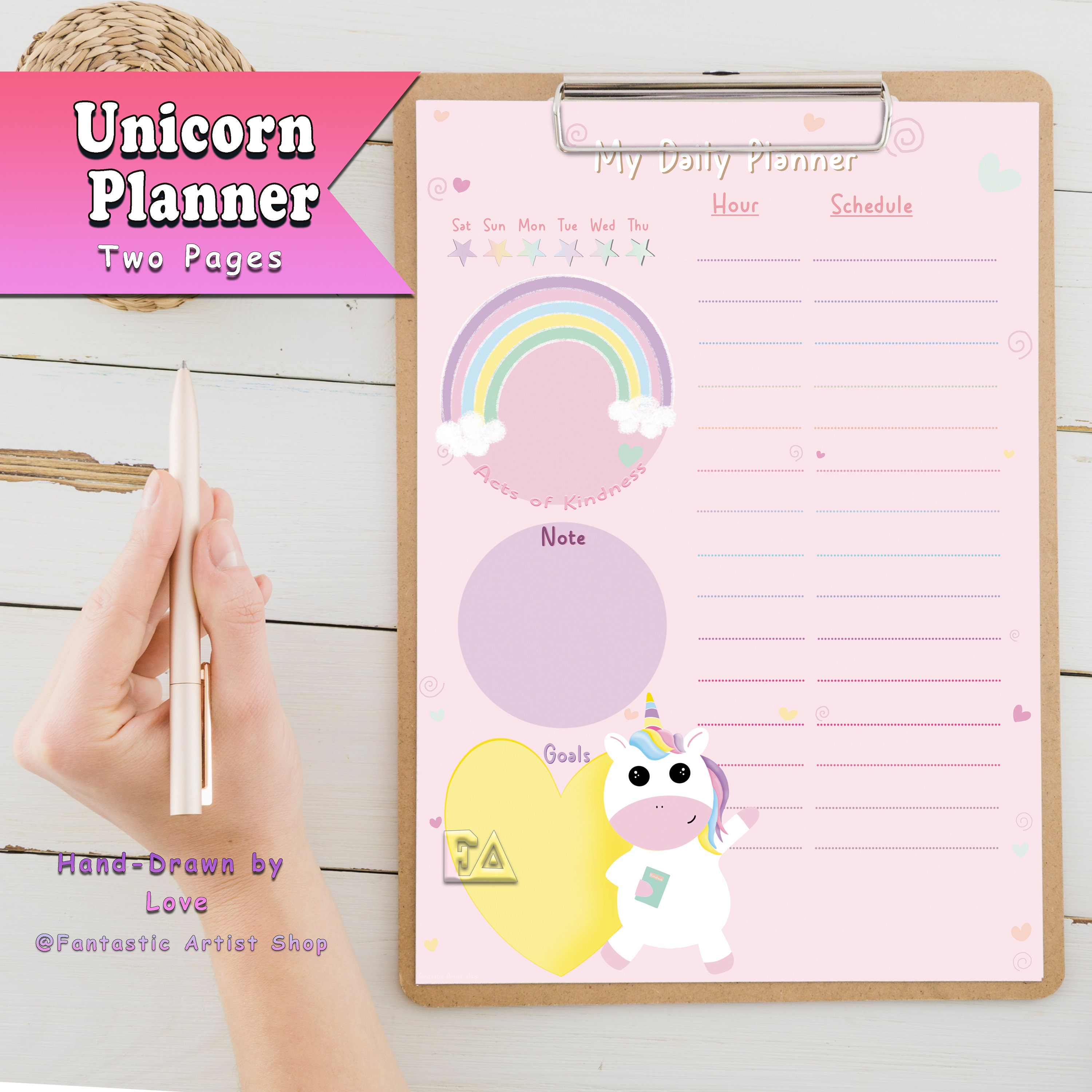 Unicorn Hand Drawn Planner Printable Kids to Do List Bundle - Etsy