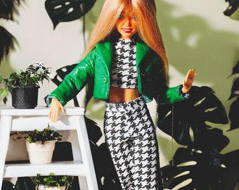 Green crop jacket - Poppy Parker / Fashion Royalty / Nu Face / 12&quot; doll clothes