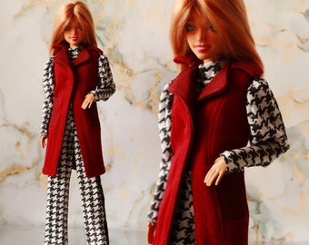Longline vest in red - Poppy Parker / Fashion Royalty / Nu Face / 12&quot; doll clothes