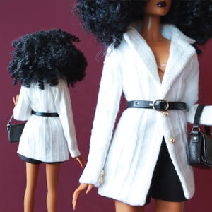 EXCLUSIVE white jacket with belt - Poppy Parker/Fashion Royalty/ Nu Face/ 12&quot; doll clothes