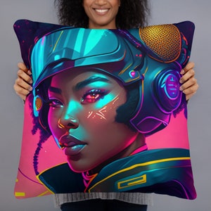 Female Cyberpunk Ninja Pillow