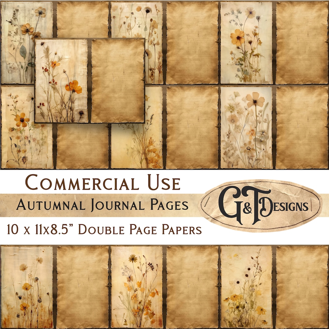 Autumnal Printable Journal Pages Double Sided Fall Autumn - Etsy UK