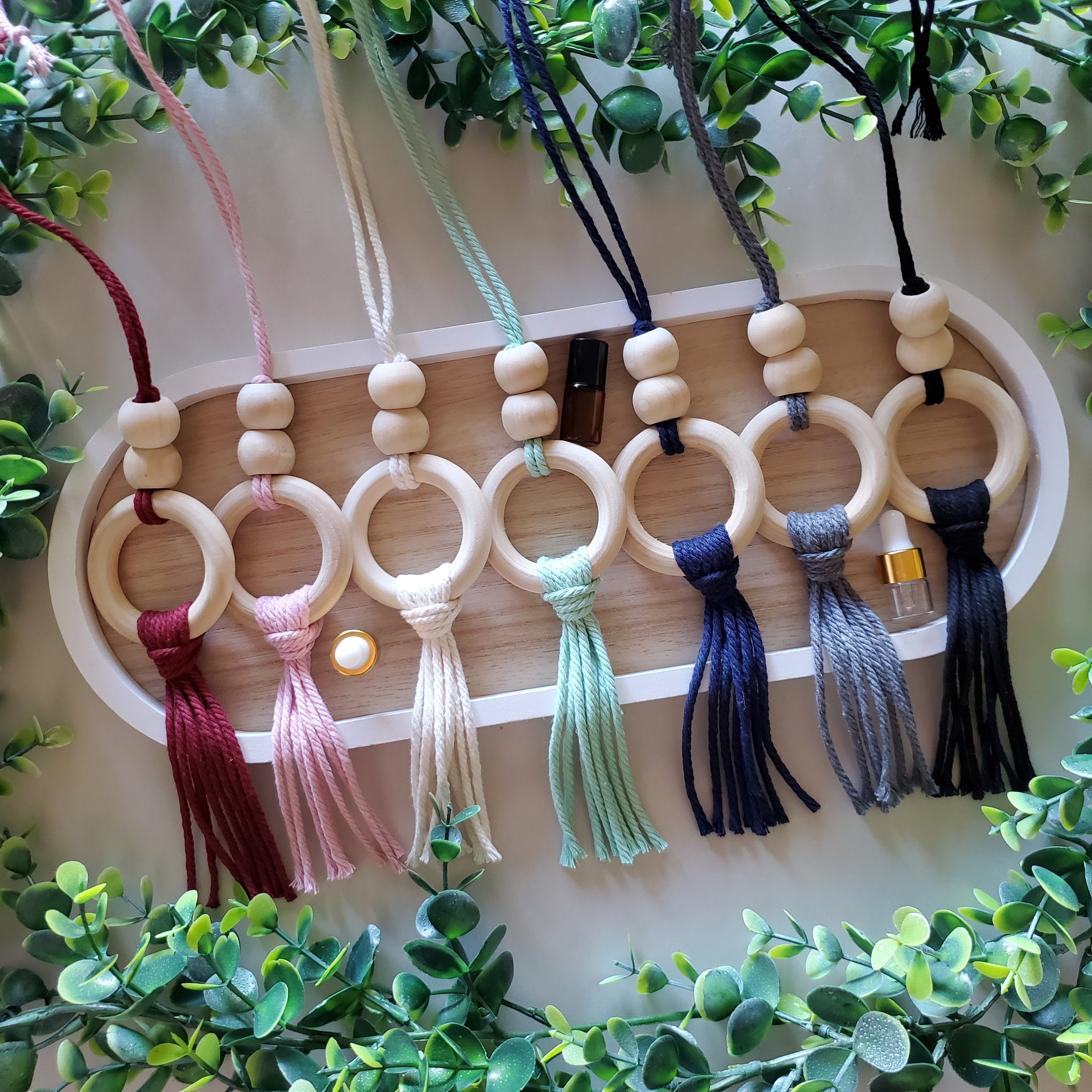 Macrame Car Charm oil Diffuser Modern Boho Car Accessories
