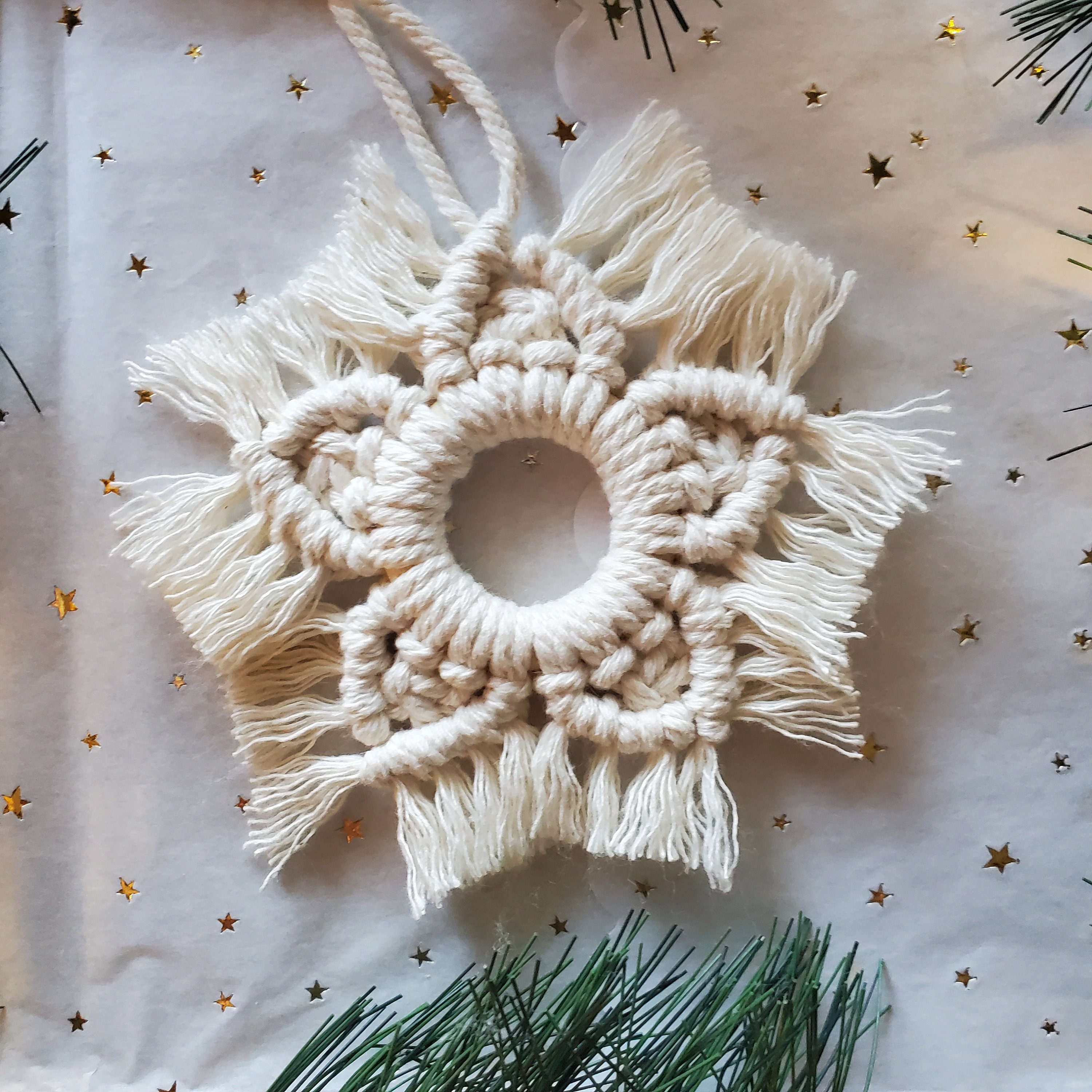 Handmade Woven Macrame Ornaments Snowflake Boho Christmas - Temu