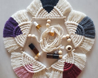 Macrame Car Charm: Two-Tone Boho Essential Oil Diffuser