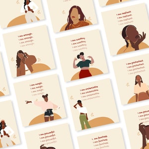 Set of 10 Diverse Affirmations INSTANT DOWNLOAD Instagram Digital African American Black Women Mantras