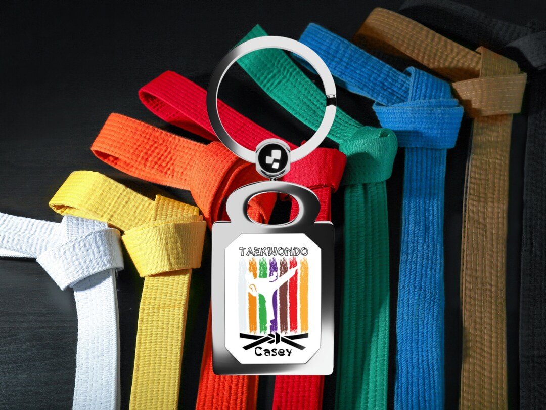 Black Belt Taekwondo Keychain Personalized Gift Taekwondo Etsy