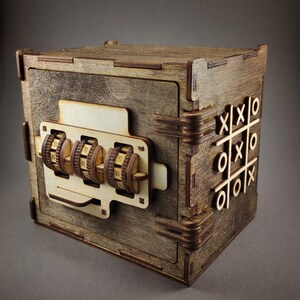 Tic tac toe box l Safe box l Gift ideas l Escape room game l Gift wrapping ideas l Gift l Puzzle I Wedding gifts I Birthday gift Piggy bank image 2