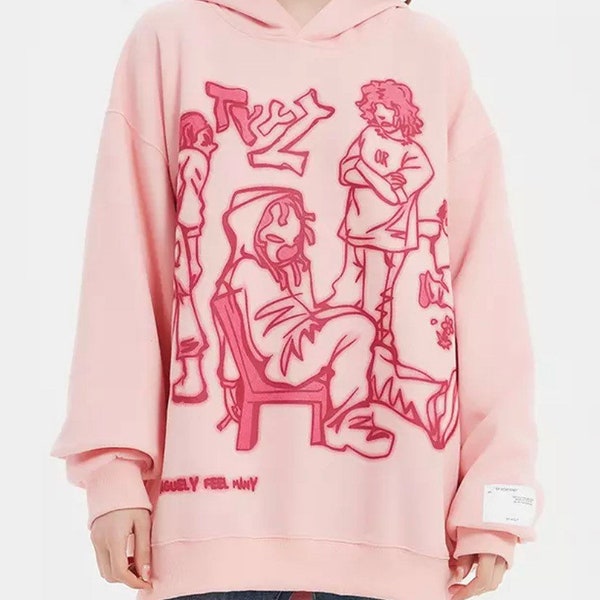 Pink Hoodie Anime Etsy