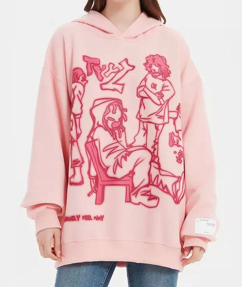 Pink Graphic Hoodie - Etsy