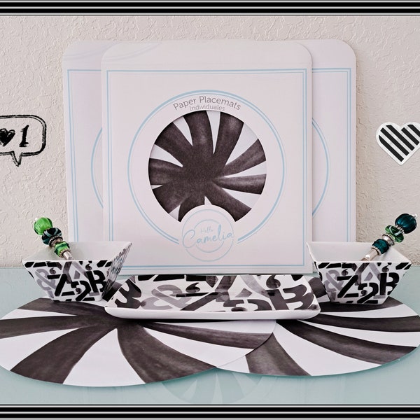 Black Paper Placemats Round Etsy