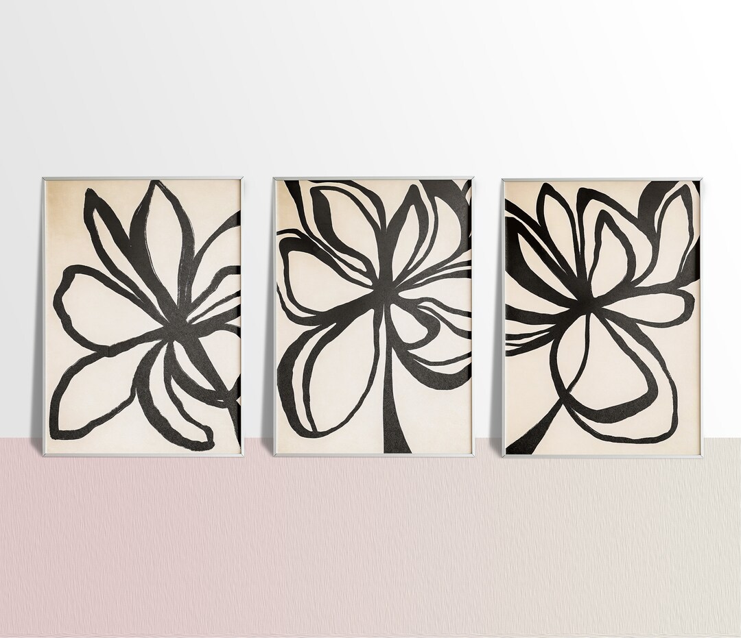 Set of 3 Flower Wall Art Print Digital Download Vintage Botanical ...
