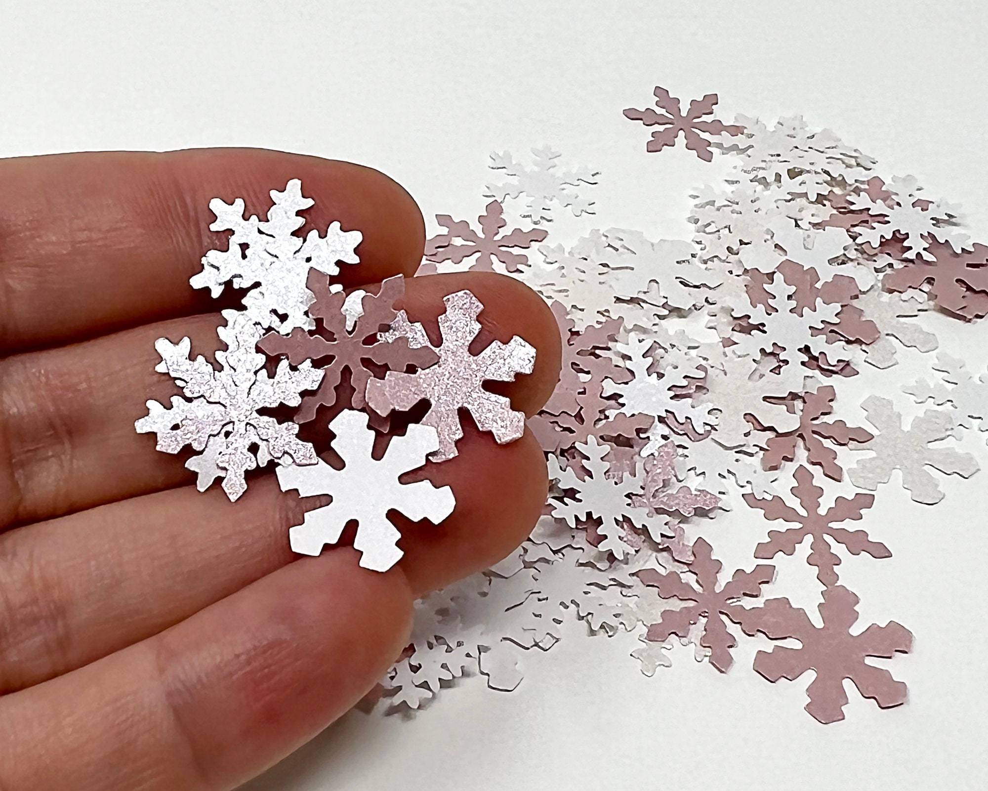 Pink and White Snowflake Confetti Eco Friendly Table Scatter Christmas  Party Decor Winter Wedding Confetti Winter Party Decoration 