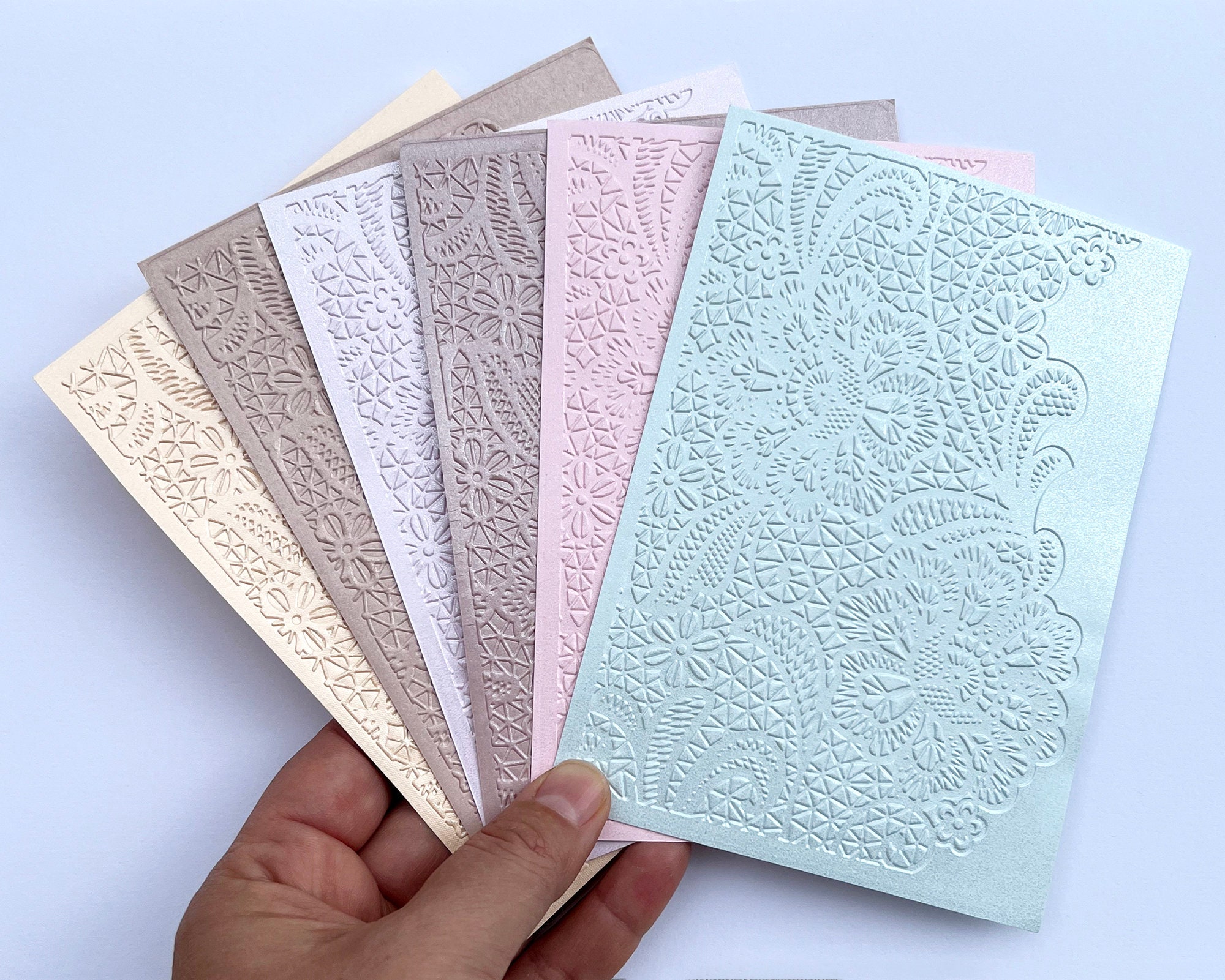 6 Snowflake Embossed Card Fronts Toppers A2 Size Card Stock White 