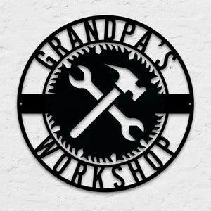 Custom Metal Saw Blade Workshop Sign: Personalized Gift, LED Option